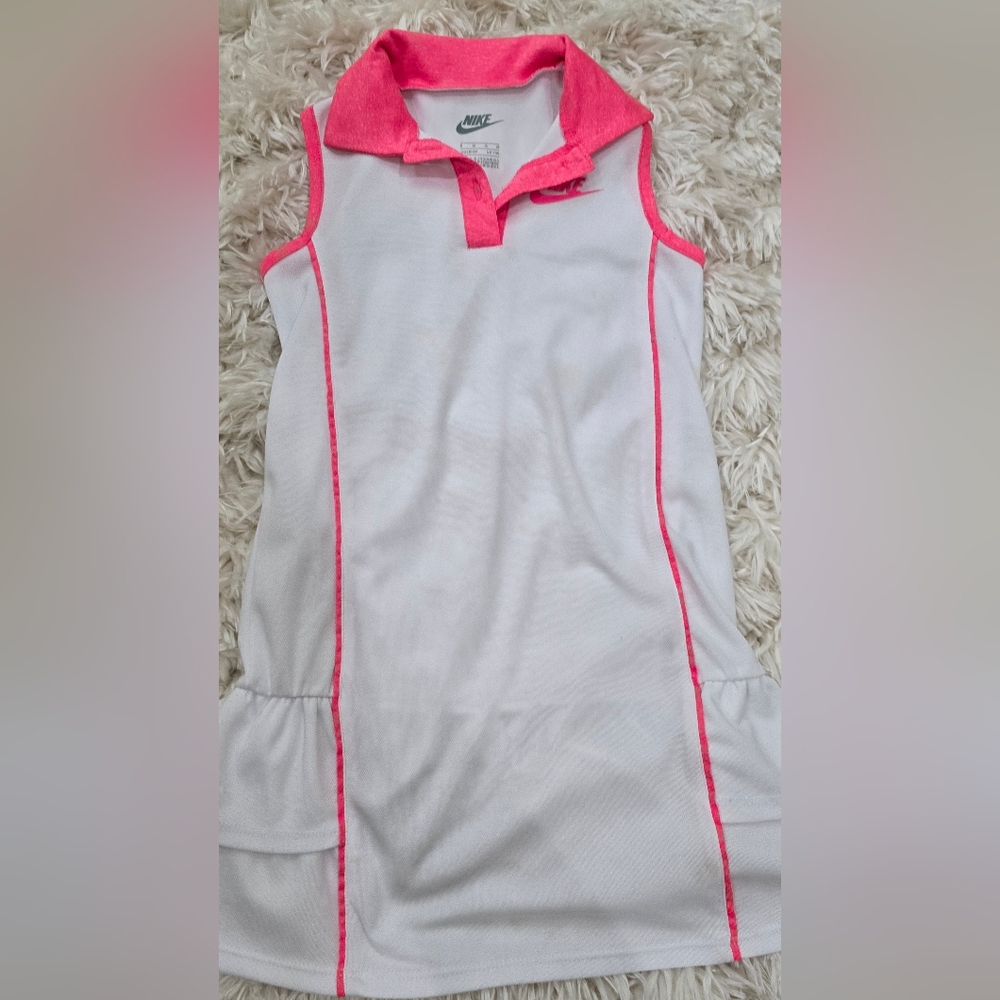 Nike Girls White and Pink Sleeveless Tennis Dress Size S